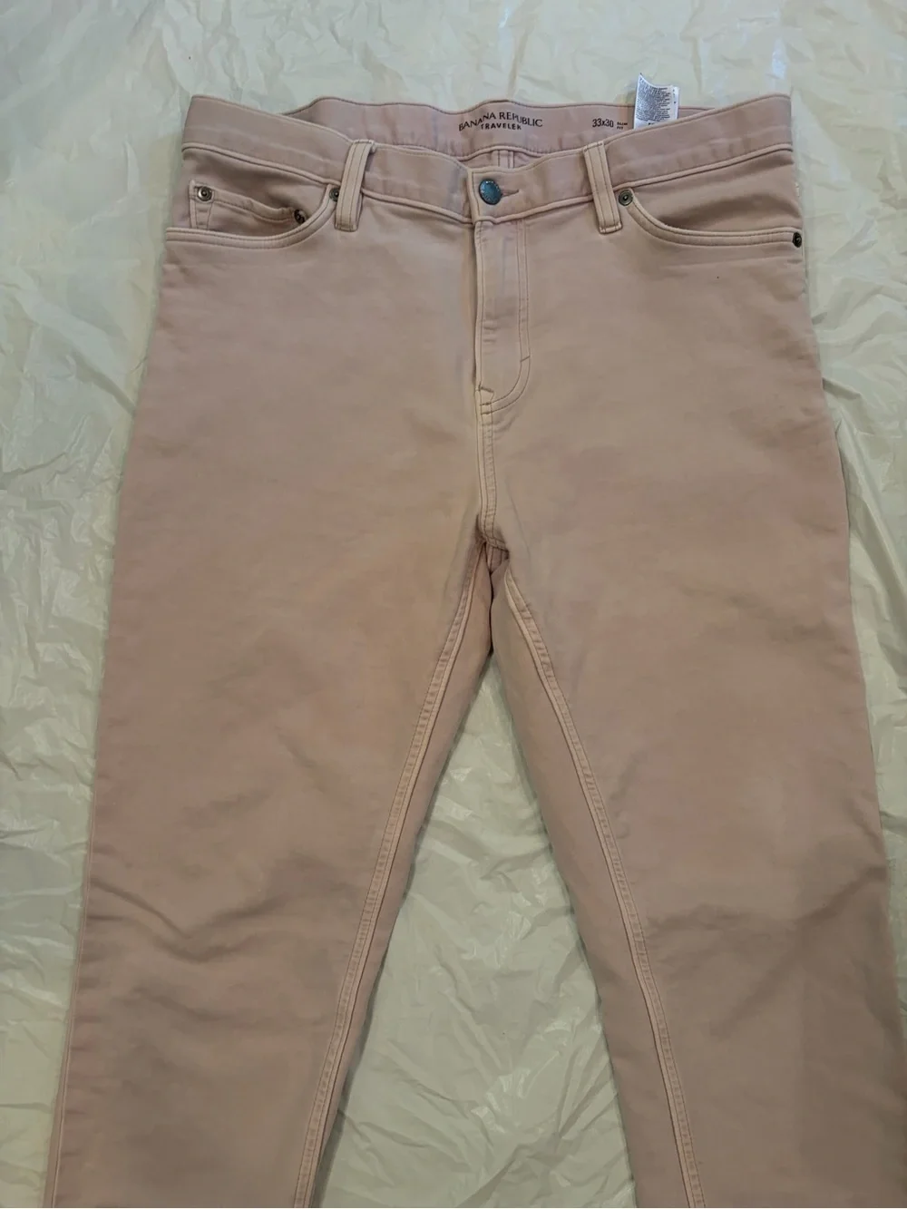 Banana Republic Traveler Pants Men's 33x30 Light Tan Slim Fit